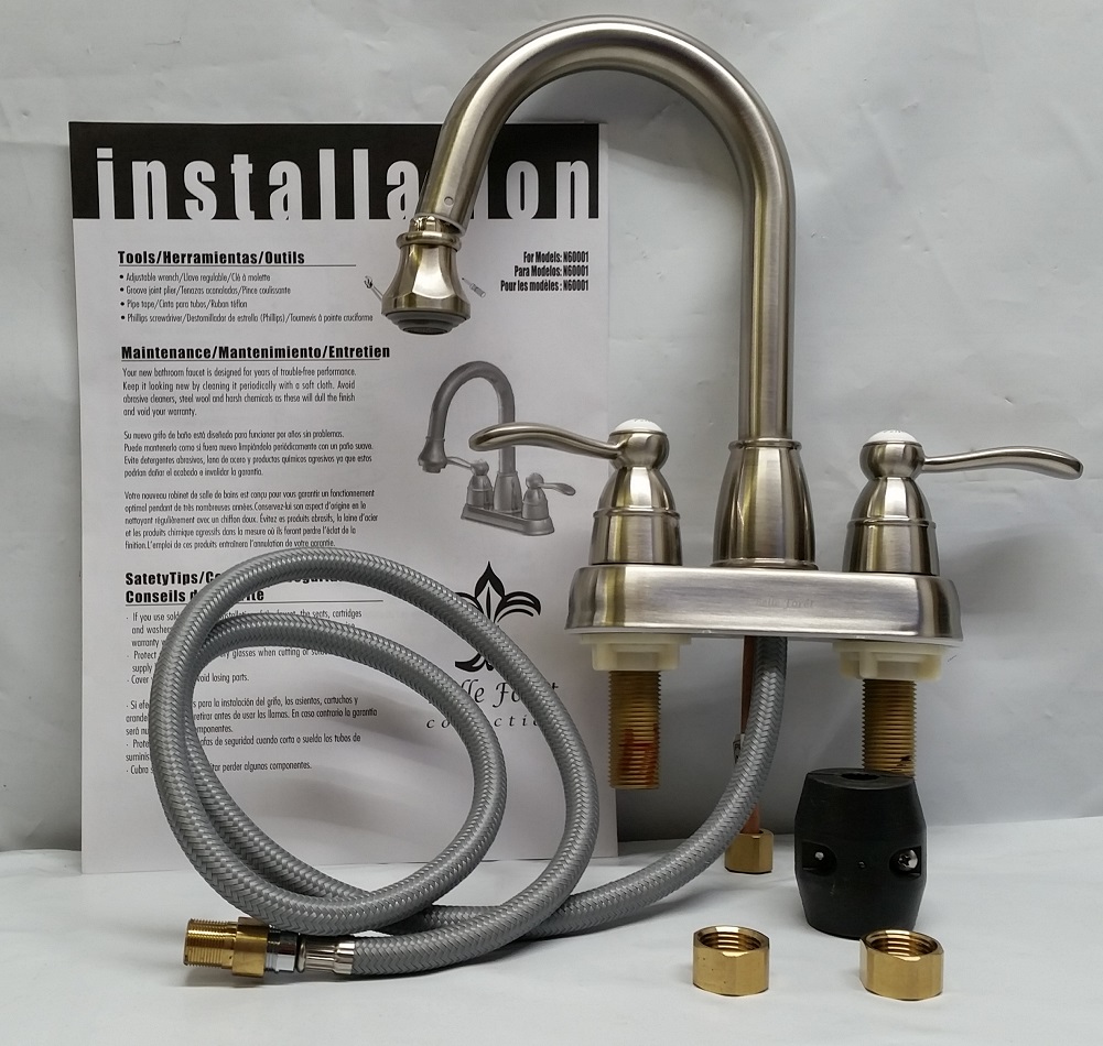 Belle Foret 4inch Centerset 2Handle HighArc Bathroom Faucet Stainless
